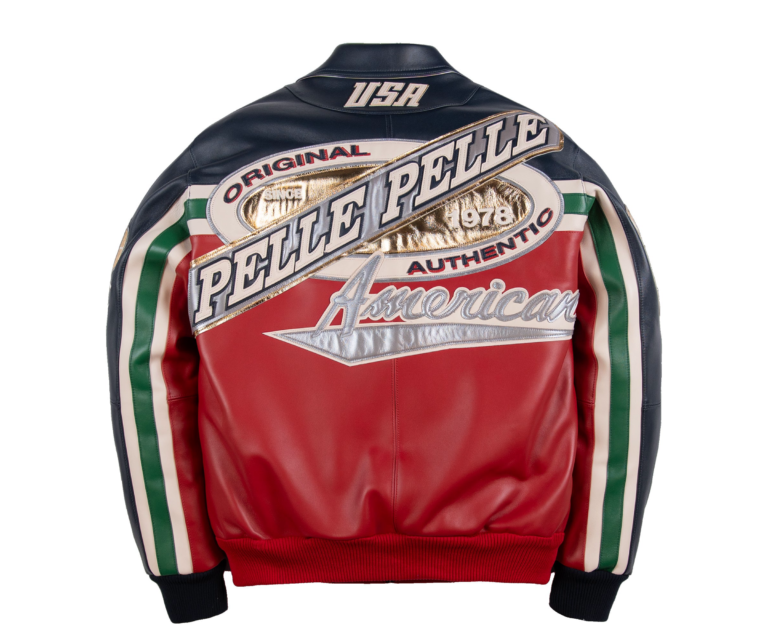 Pelle Pelle Racing Sport Jacket, Navy / Cabernet / Ivory / Silver, back view