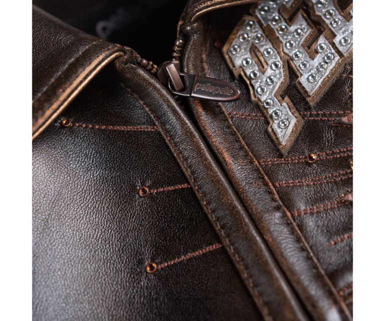 Pelle Pelle World Tour Icon Jacket, Brown Abrasion / Gold / Brown Metallic, gallery detail 3