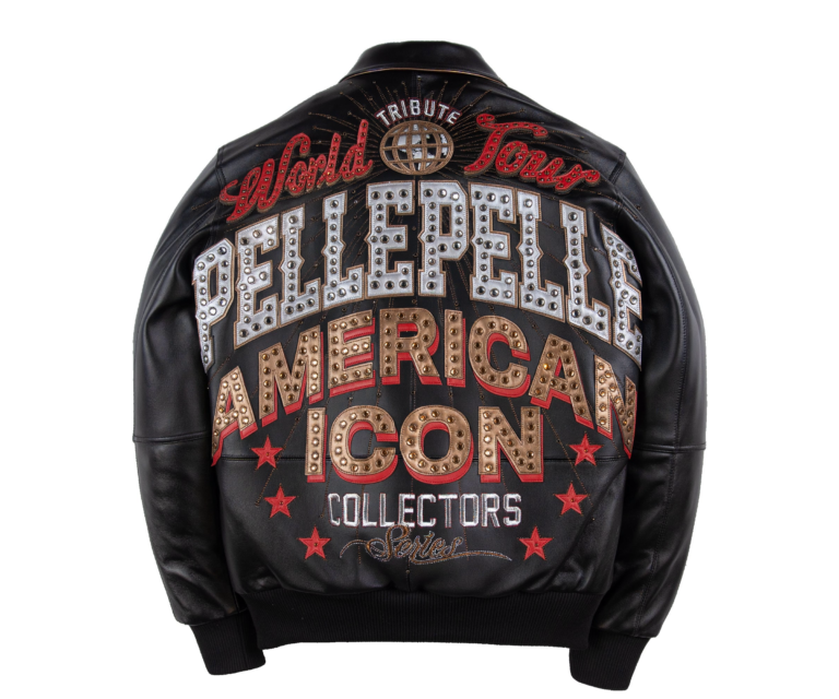 Pelle Pelle World Tour Icon Jacket, Black / Gold / Cabernet / Silver, back view