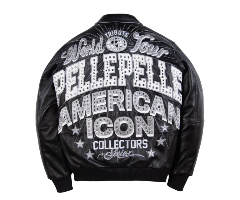 Pelle Pelle World Tour Icon Jacket, Black / Silver / White, back view