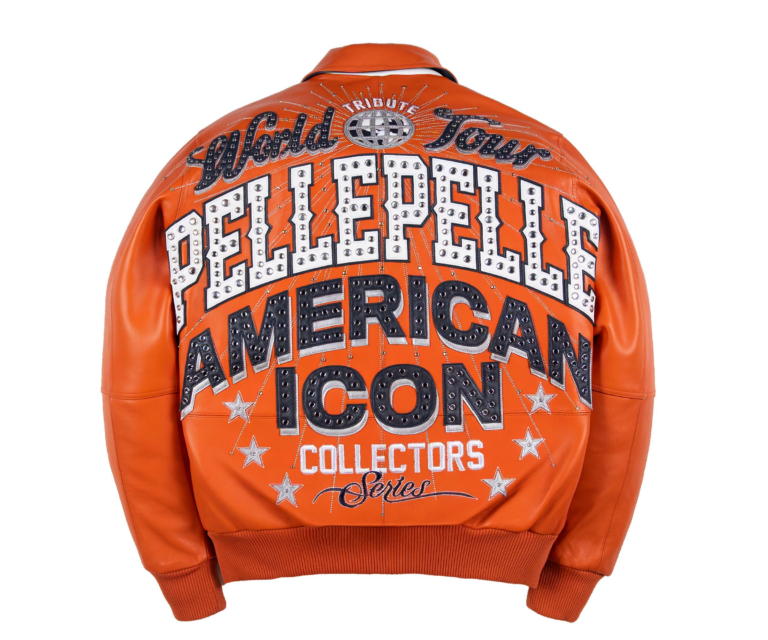 Pelle Pelle World Tour Icon Jacket, Orange / Navy / White / Silver, back view