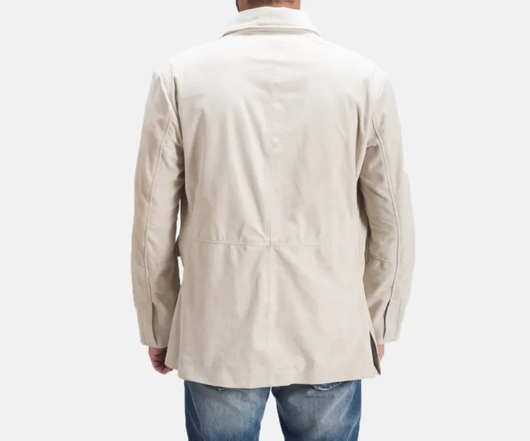 Professor By Day Suede Blazer — Macro Detail Soft Suede Nap, Stitching & Buttons