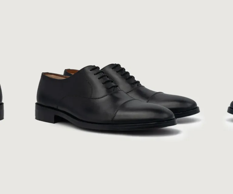 Professor Oxford Black Leather Shoes Handcrafted Men's Footwear — Lateral Profile Hero View
