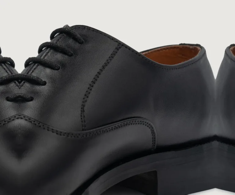 Professor Oxford Black Leather Shoes Handcrafted Men's Footwear — Outsole Tread & Seam Craftsmanship