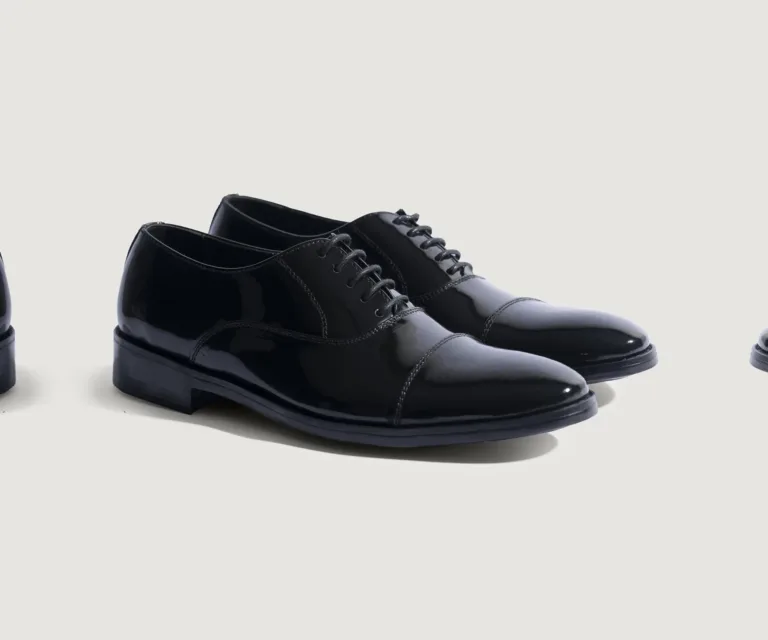 Professor Oxford Black Patent Leather Shoes Handcrafted Men's Footwear — Lateral Profile Hero View
