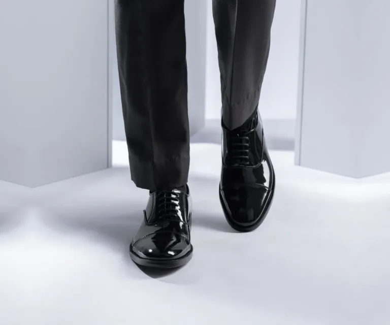 Professor Oxford Black Patent Leather Shoes Handcrafted Men's Footwear — Complete Pair Presentation