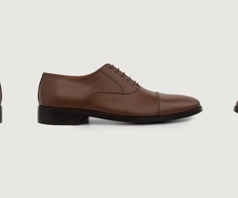 Professor Oxford Brown Leather Shoes Handcrafted Men's Footwear — Three-Quarter Perspective