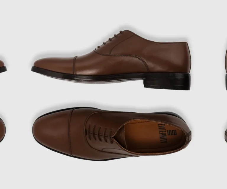 Professor Oxford Brown Leather Shoes Handcrafted Men's Footwear — Toe Cap & Vamp Detail