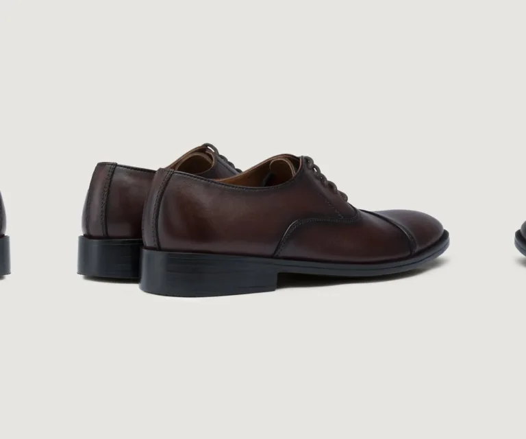 Professor Oxford Burnished Brown Leather Shoes Handcrafted Men's Footwear — Heel Counter & Rear View