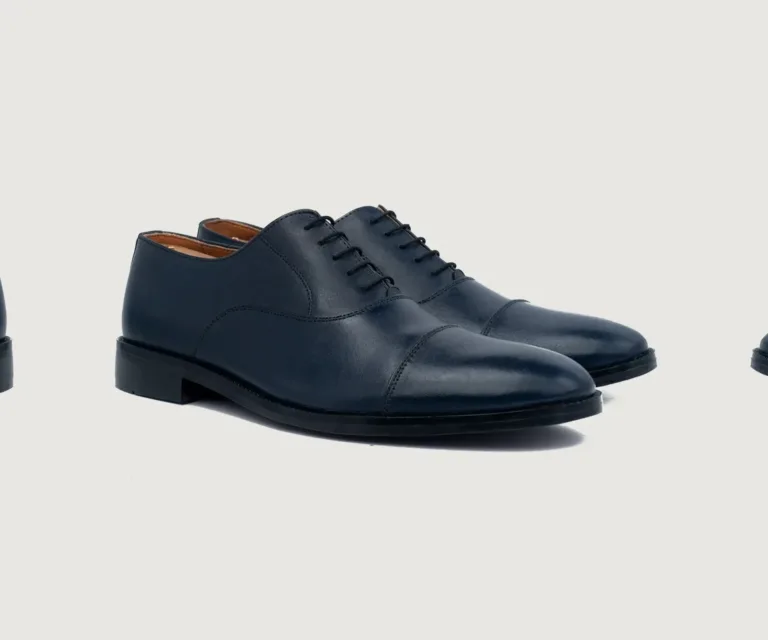Professor Oxford Midnight Blue Leather Shoes Handcrafted Men's Footwear — Lateral Profile Hero View