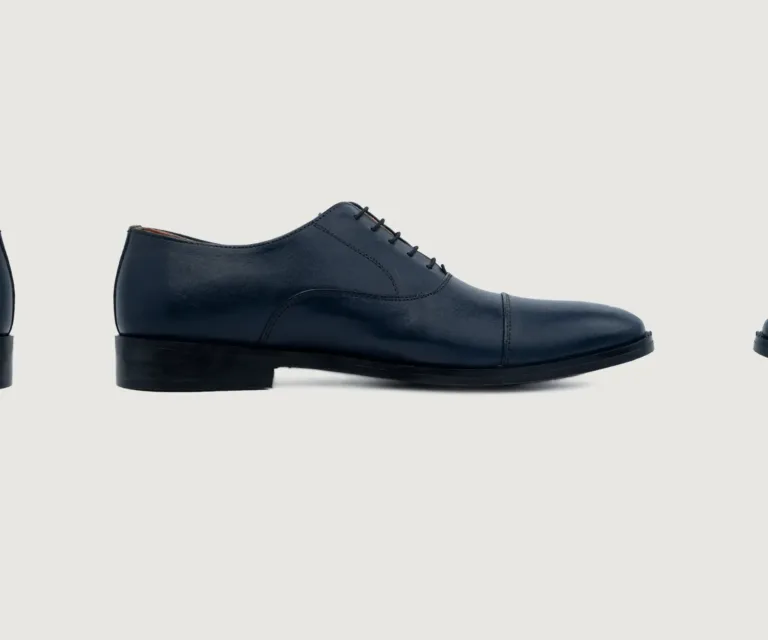 Professor Oxford Midnight Blue Leather Shoes Handcrafted Men's Footwear — Three-Quarter Perspective