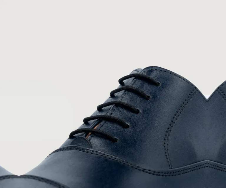 Professor Oxford Midnight Blue Leather Shoes Handcrafted Men's Footwear — Heel Counter & Rear View