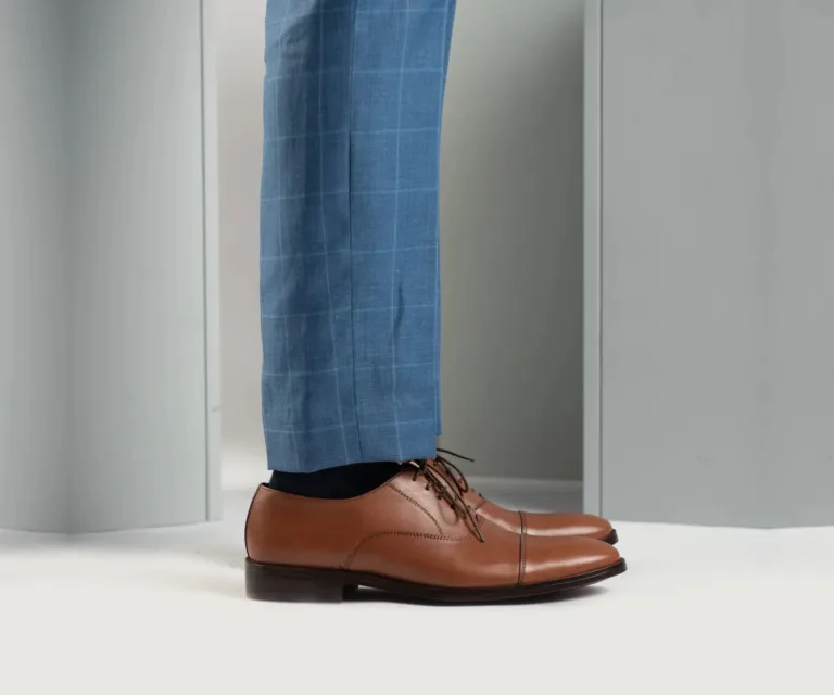 Professor Oxford Tan Leather Shoes Handcrafted Men's Footwear — Toe Cap & Vamp Detail