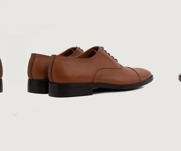 Professor Oxford Tan Leather Shoes Handcrafted Men's Footwear — Complete Pair Presentation