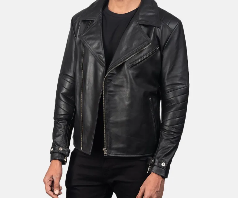 Raiden Black Leather Biker Jacket — view 2