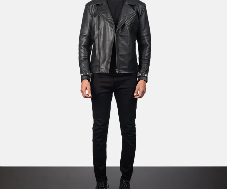 Raiden Black Leather Biker Jacket — view 3
