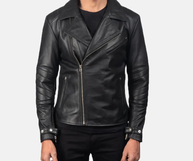 Raiden Black Leather Biker Jacket — view 4