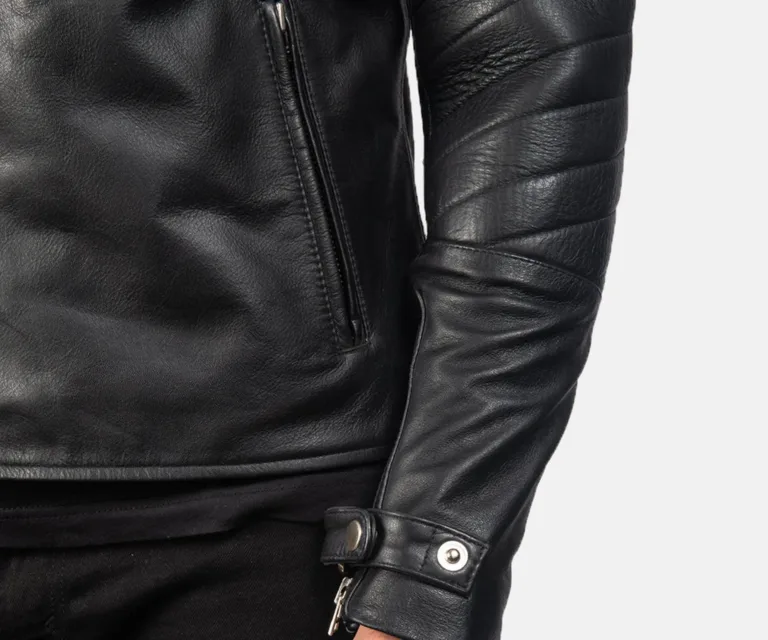 Raiden Black Leather Biker Jacket — view 6