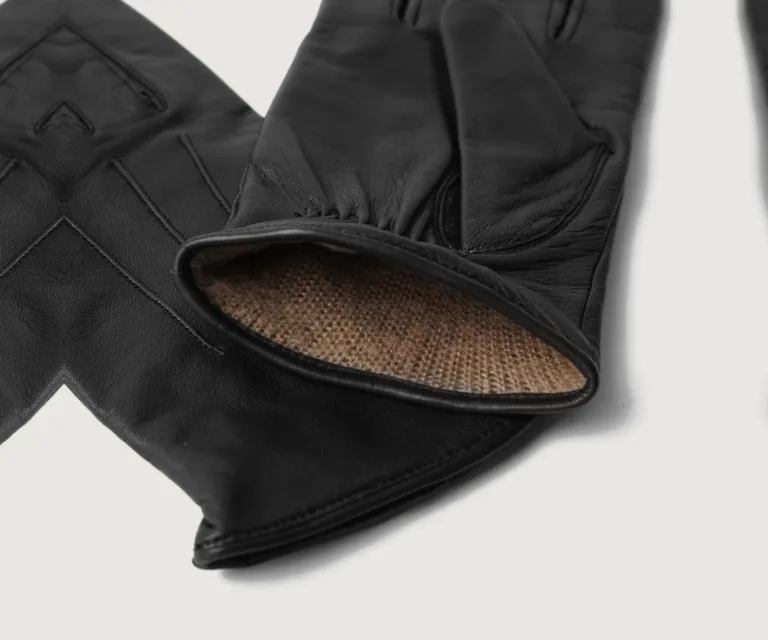 Ralph Black Leather Dress Gloves — Quarter Angle Perspective