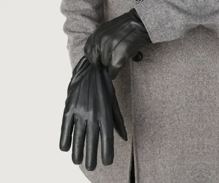 Ralph Black Leather Dress Gloves — Rear Profile View
