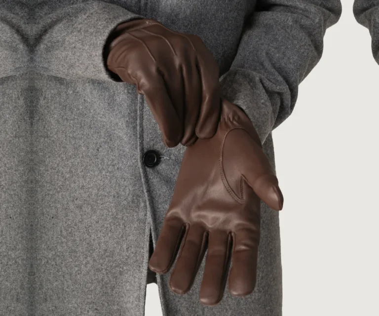 Ralph Brown Leather Dress Gloves Luxury Handcrafted Leather Accessory / Gift — Macro Leather Texture & Precision Stitching