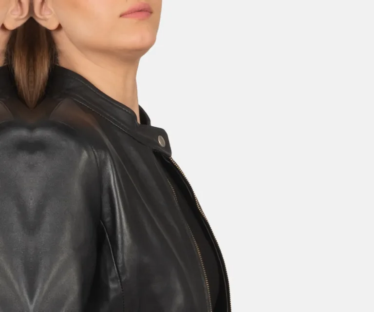 Rave Black Leather Biker Jacket Luxury Women's Biker Jacket — Full-Length Silhouette & Drape