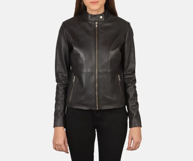 Rave Brown Leather Biker Jacket Luxury Women's Biker Jacket — Front Silhouette Hero Presentation