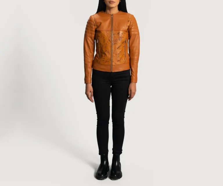 Sandy Tan Dye Leather Biker Jacket Luxury Women's Biker Jacket — Rear Profile & Tailored Seaming