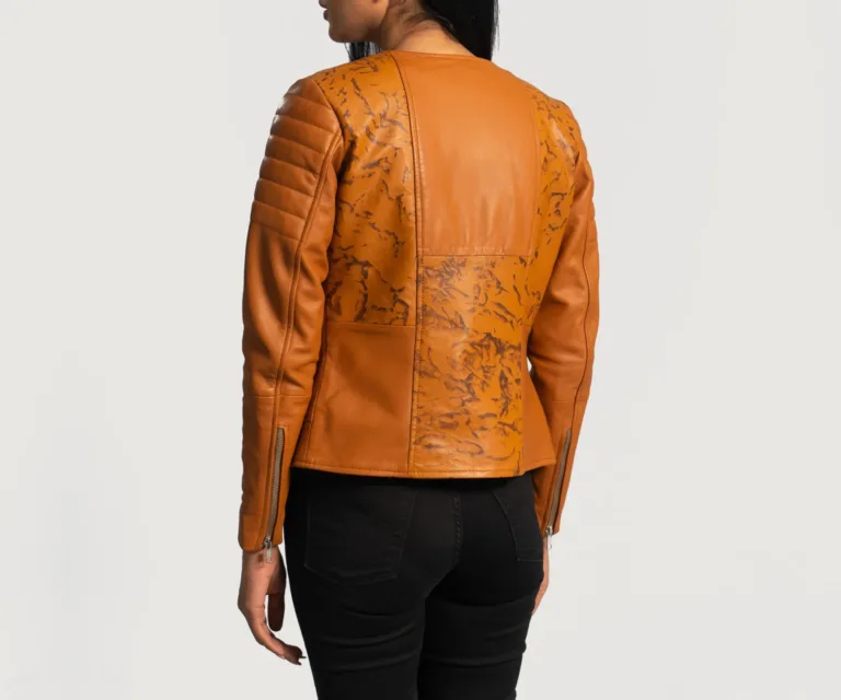 Sandy Tan Dye Leather Biker Jacket Luxury Women's Biker Jacket — Full-Length Silhouette & Drape