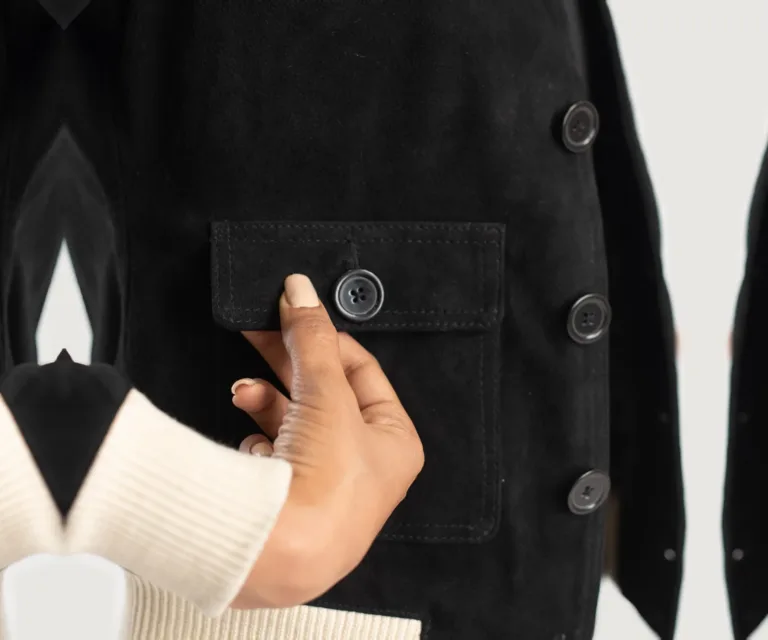 Sasha A1 Black Suede Bomber Jacket Luxury Women's Outerwear — Full-Length Silhouette & Drape
