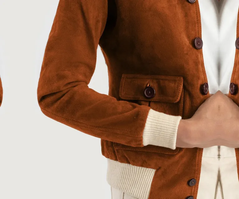 Sasha A1 Brown Suede Bomber Jacket Luxury Women's Outerwear — Full-Length Silhouette & Drape