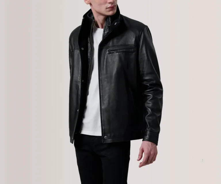 Sean Black Leather Classic Jacket — Front Open Hero Presentation
