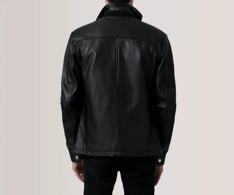 Sean Black Leather Classic Jacket — Rear Back View & Clean Hemline
