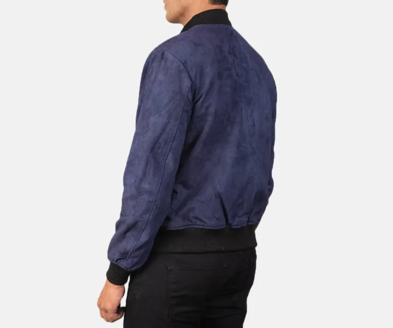Shane Blue Suede Bomber Jacket — view 5