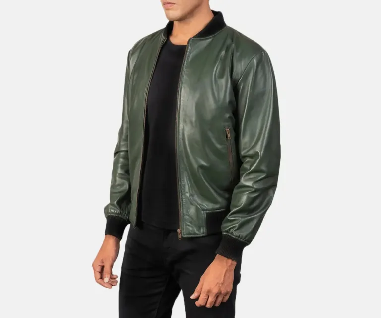 Shane Green Leather Bomber Jacket — view 2
