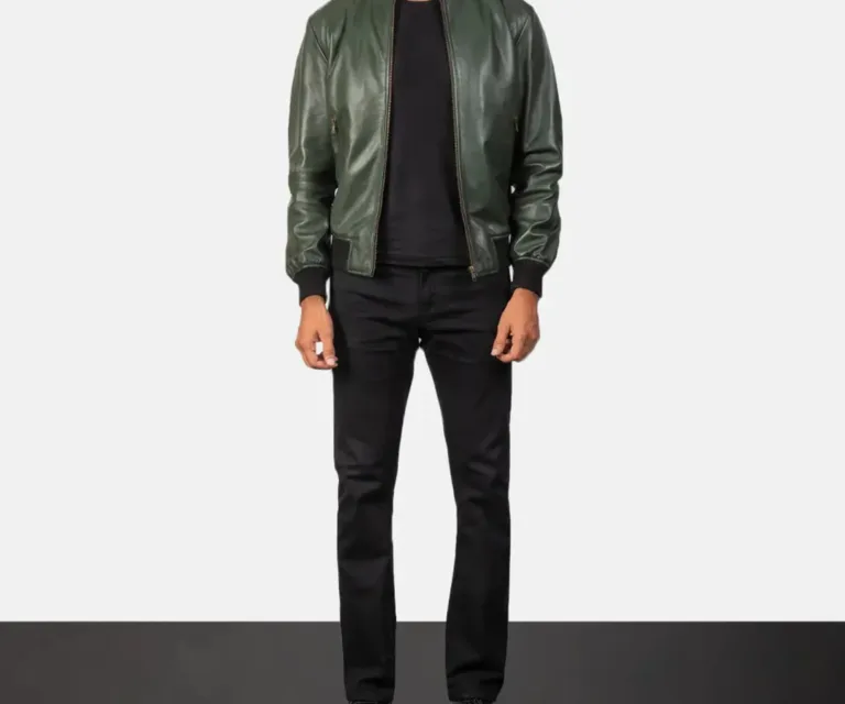 Shane Green Leather Bomber Jacket — view 4