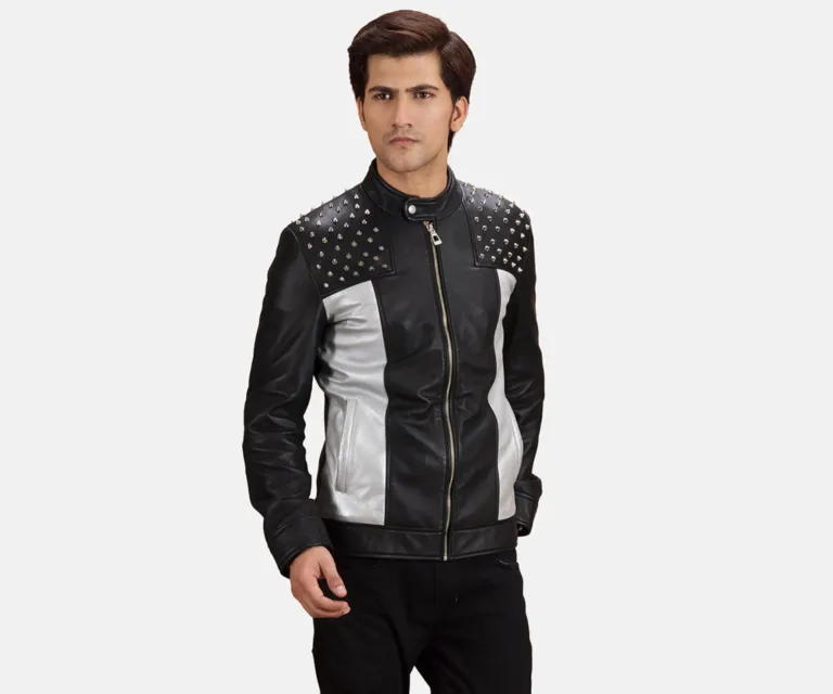 Shapron Studded Leather Biker Jacket — Front Open Hero Presentation