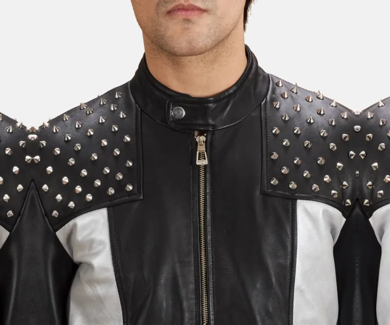 Shapron Studded Leather Biker Jacket — Rear Back View & Clean Hemline
