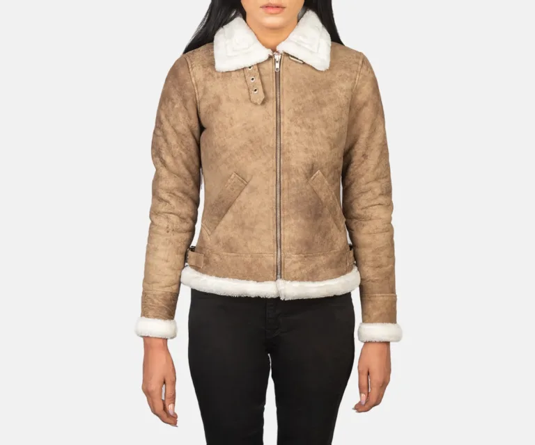 Sherilyn B-3 Distressed Brown Leather Bomber Jacket Luxury Women's Outerwear — Rear Profile & Tailored Seaming