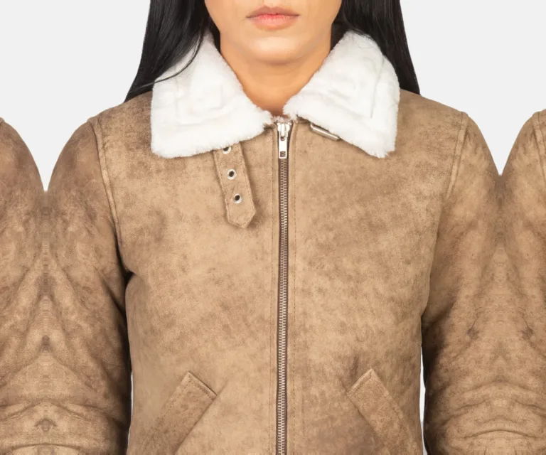 Sherilyn B-3 Distressed Brown Leather Bomber Jacket Luxury Women's Outerwear — Full-Length Silhouette & Drape