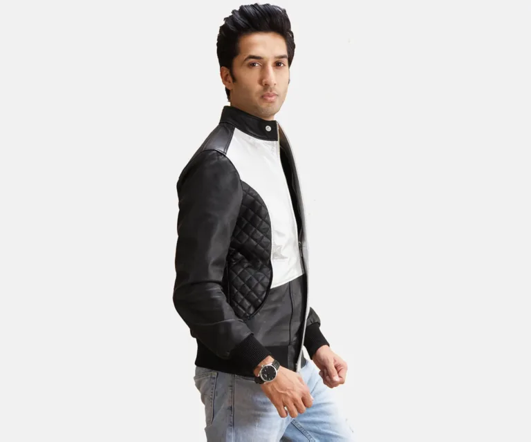 Spade Silver Black Leather Bomber Jacket — view 2