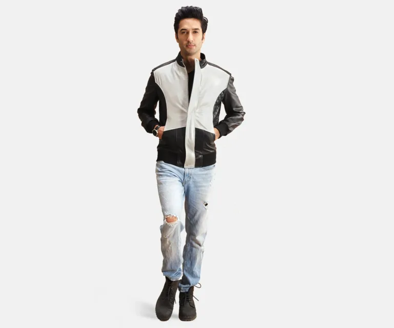 Spade Silver Black Leather Bomber Jacket — view 4