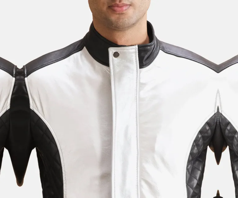 Spade Silver Black Leather Bomber Jacket — view 5