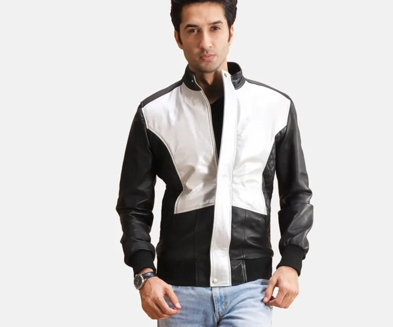 Spade Silver Black Leather Bomber Jacket — view 6