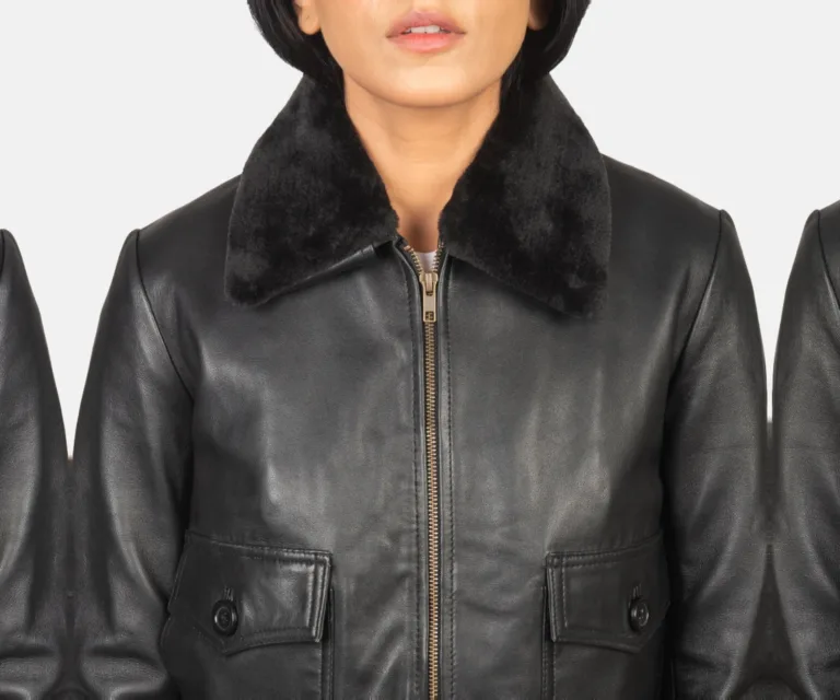 Stella G-1 Black Leather Bomber Jacket Luxury Women's Outerwear — Full-Length Silhouette & Drape