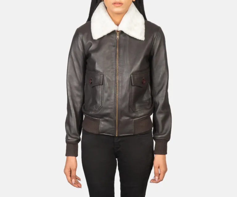 Stella G-1 Brown Leather Bomber Jacket Luxury Women's Outerwear — Rear Profile & Tailored Seaming
