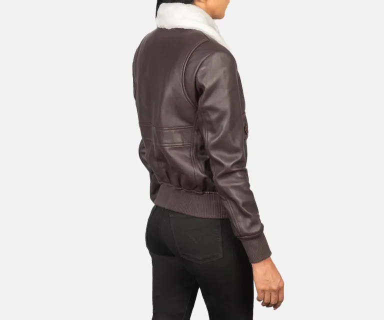 Stella G-1 Maroon Leather Bomber Jacket Luxury Women's Outerwear — Macro Hardware & Leather Grain