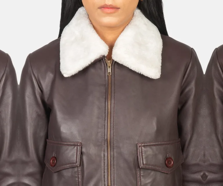Stella G-1 Maroon Leather Bomber Jacket Luxury Women's Outerwear — Full-Length Silhouette & Drape