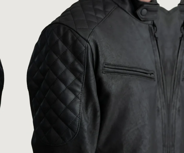 Sven Tumbled Black Leather Bomber Jacket — view 5