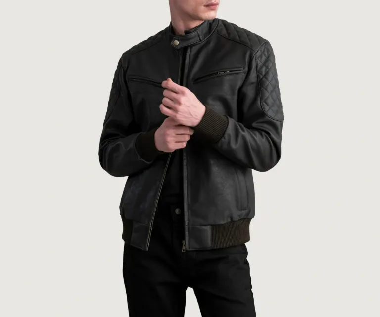 Sven Tumbled Brown Leather Bomber Jacket